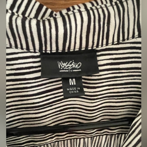 Black & White Pin Stripe Maxi Shirt Dress Front Pockets Size M - Picture 3 of 7